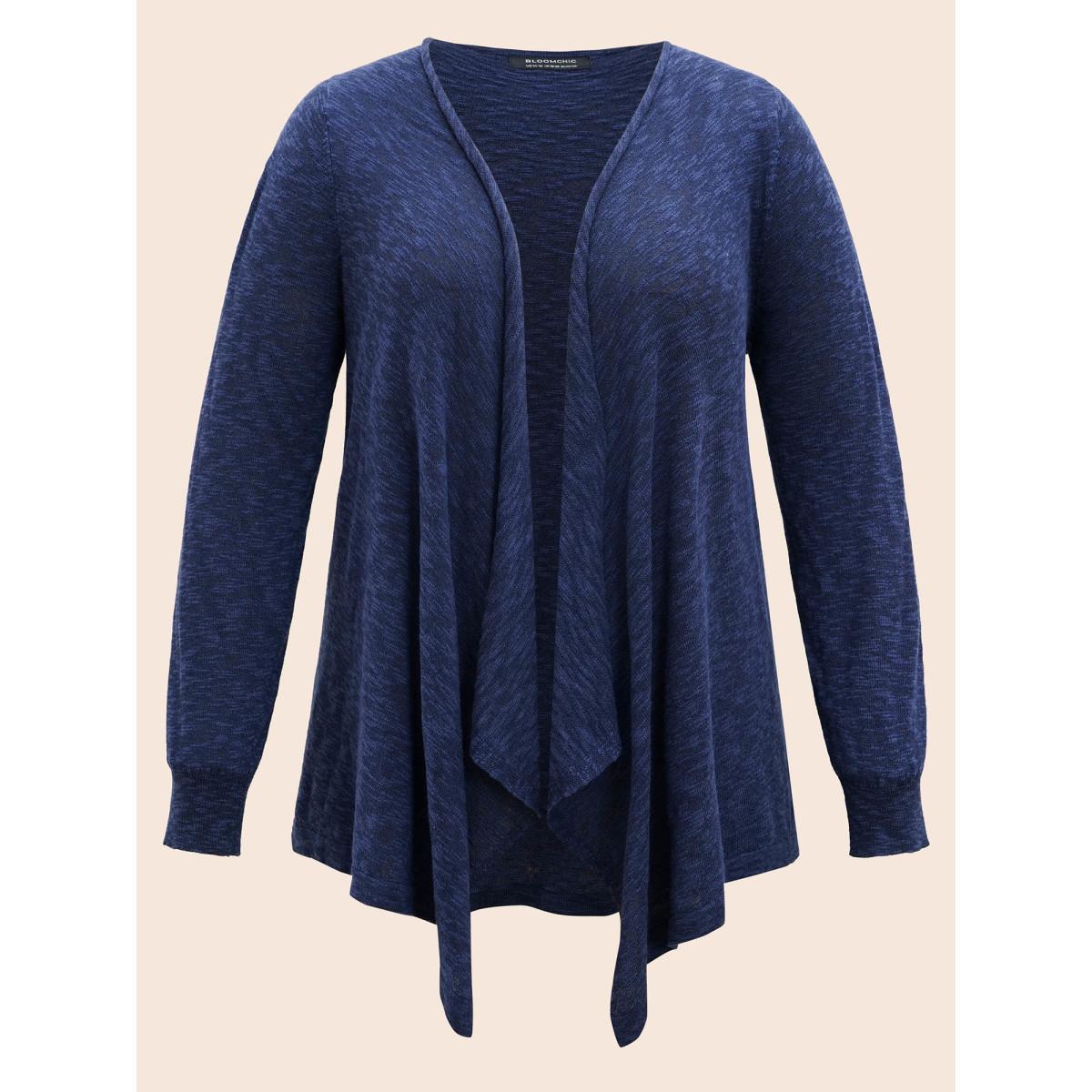 Plus Size Kimono Collar Hanky Hem Cardigan Indigo Women Casual Loose Long Sleeve Everyday Cardigans BloomChic 26/4X Product Image