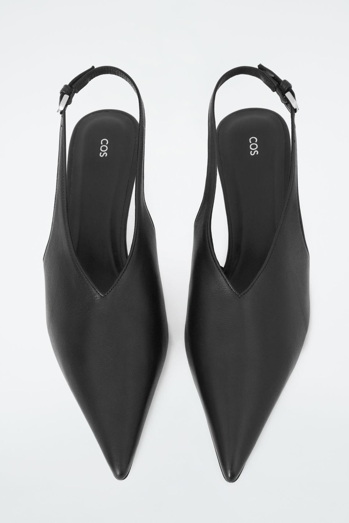 POINTED LEATHER SLINGBACK KITTEN HEELS Product Image