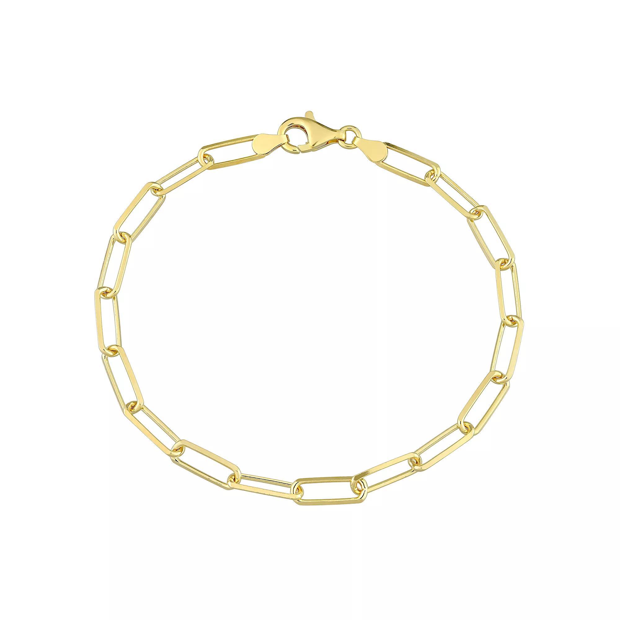 Stella Grace Sterling Silver Fancy Cut Paper Clip Link Chain Bracelet, Men's, Size: 9", Gold Tone Product Image