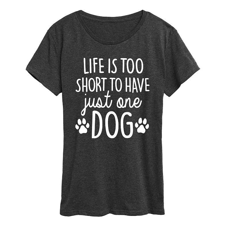 Women's Life Too Short Just One Dog Graphic Tee, Girl's, Size: Medium, Heather Grey Product Image