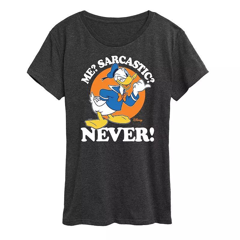 Disneys Donald Duck Womens Me Sarcastic Never Graphic Tee Blue Product Image