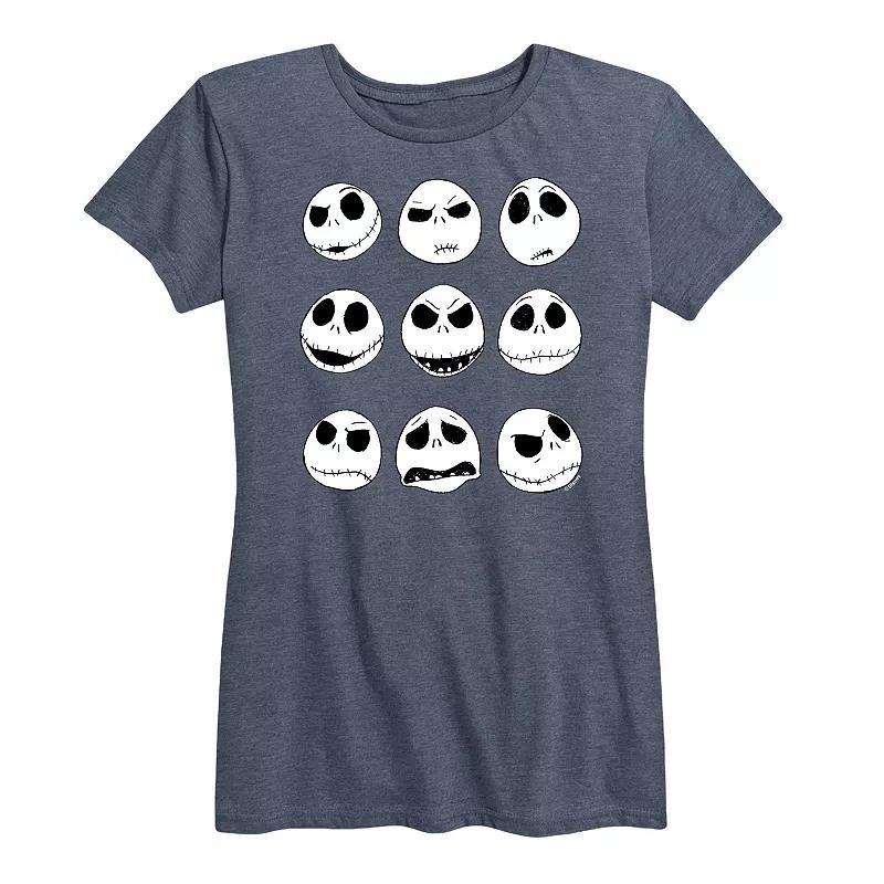 Disney's Nightmare Before Christmas Women's Jack Faces Graphic Tee, Girl's, Size: Large, Blue Product Image