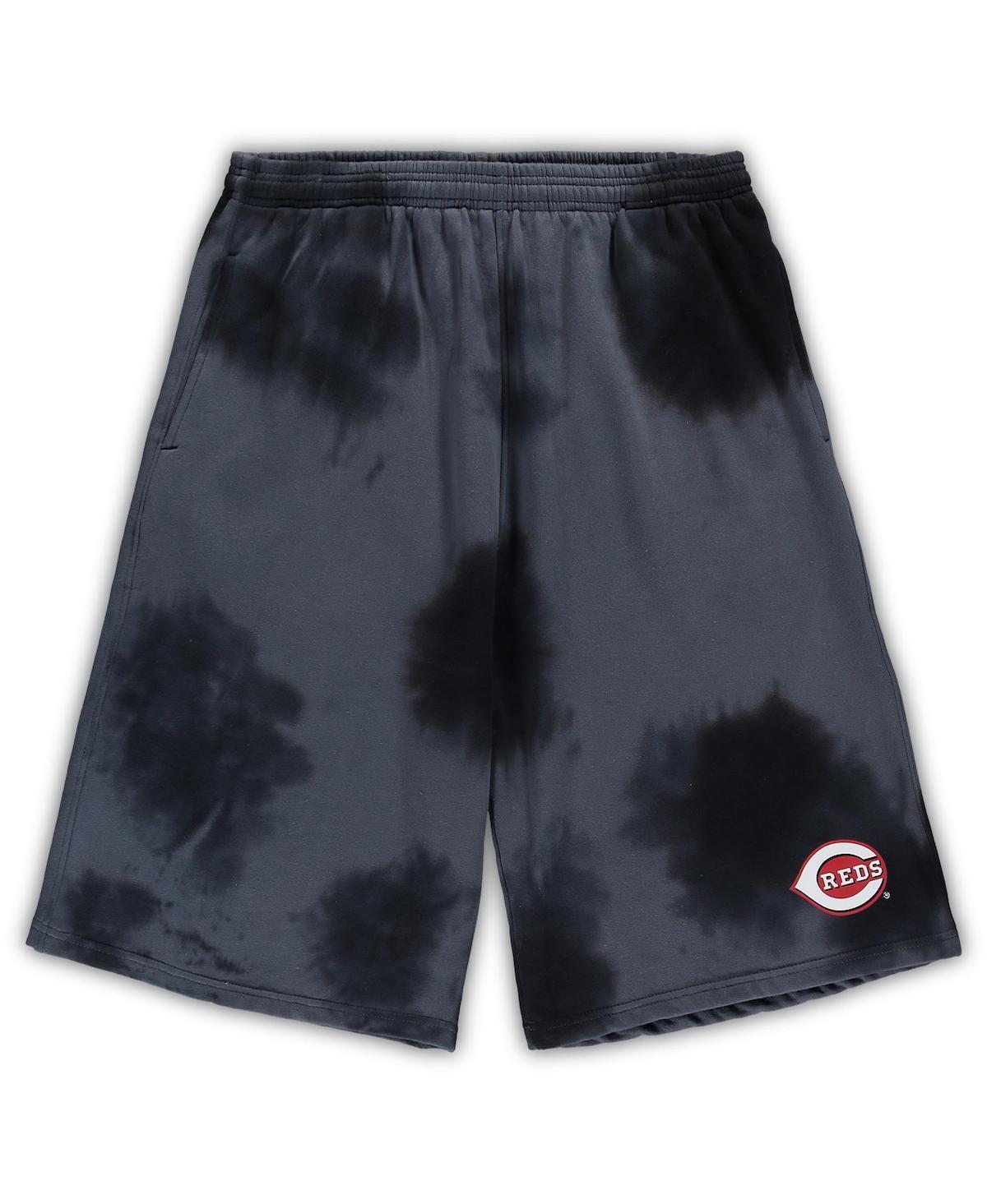 Mens Black Cincinnati Reds Big & Tall Tye Dye Fleece Shorts Product Image