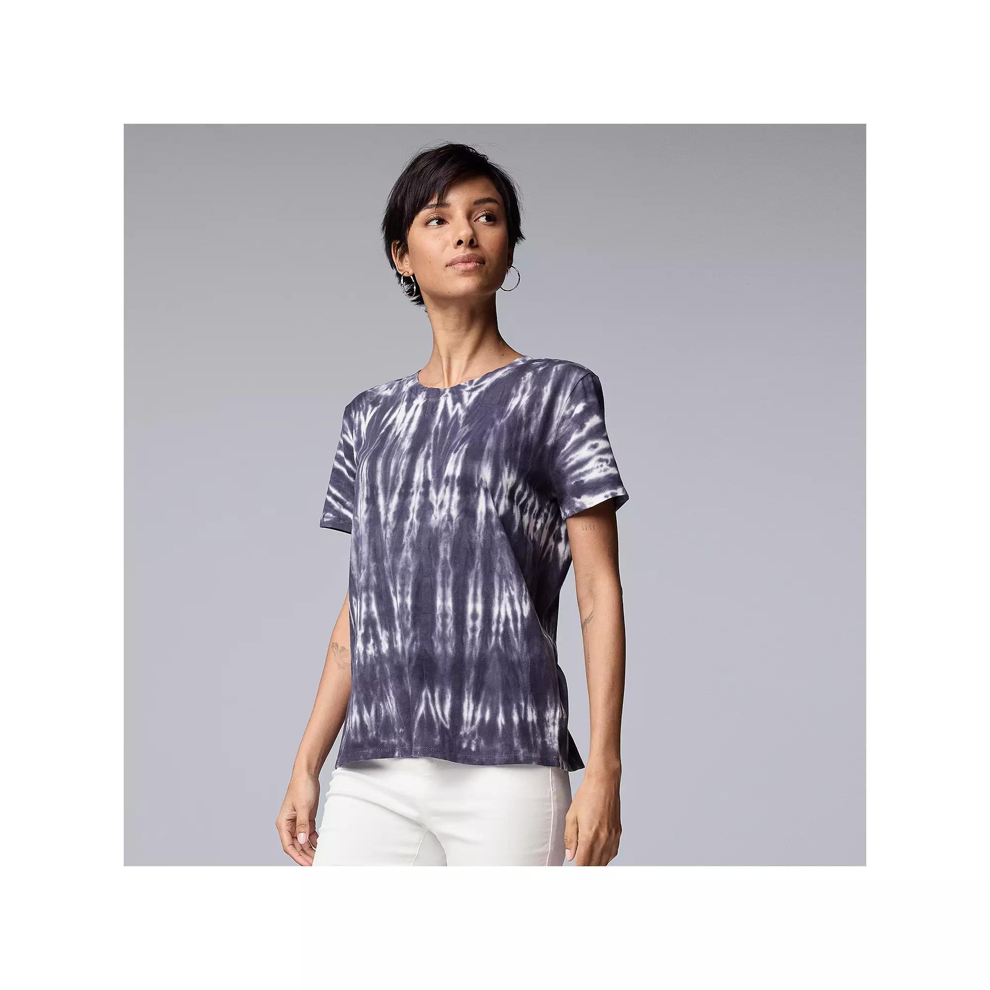 Women's Simply Vera Vera Wang Boyfriend Tee, Size: XS, Linear Dye Product Image