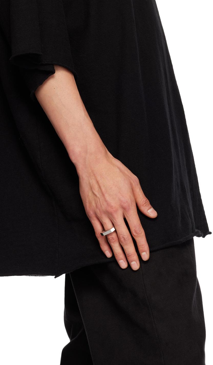 RICK OWENS Silver Beveled Ring In 128 Palladio Product Image