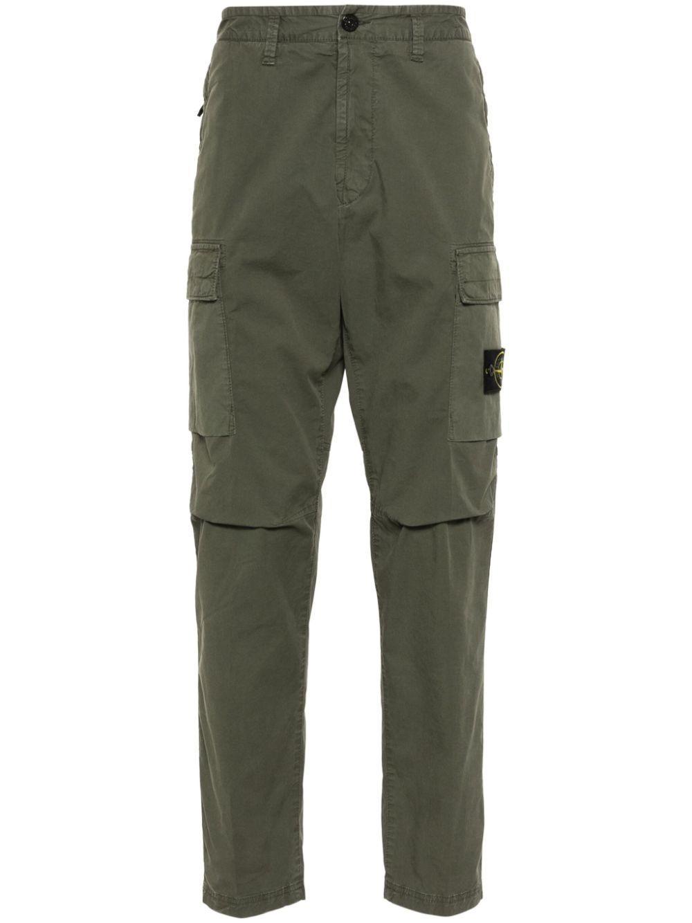 STONE ISLAND Compass-badge Slim-cut Cargo Trousers In Green Product Image