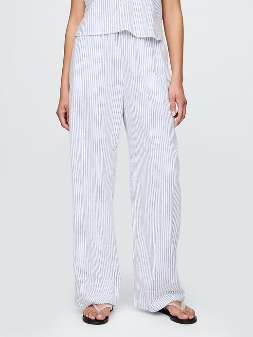 Linen-Blend Easy Wide-Hem Pants Product Image