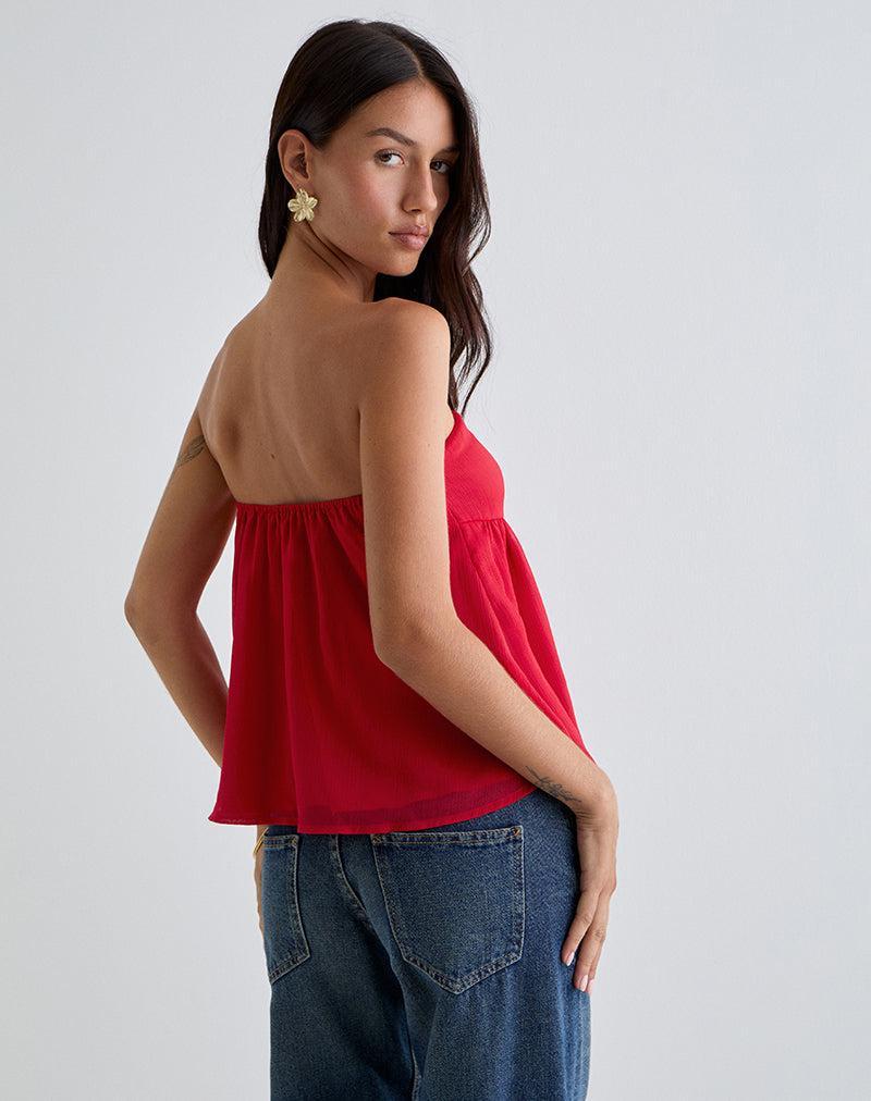 Setsuko Bandeau Longline Top in Red Female Product Image