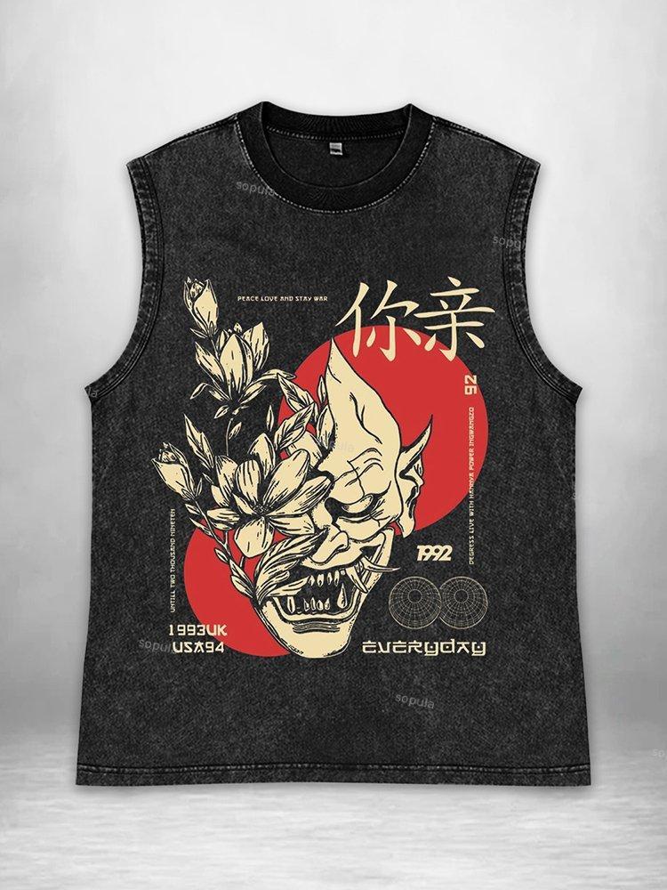 Japanese Warrior Art Acid Washed Tank Product Image