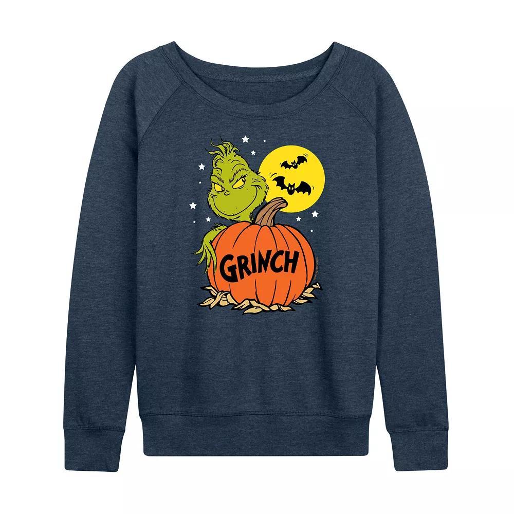 Women's Dr. Seuss Grinch Halloween Pumpkin French Terry Long Sleeve Tee,  Product Image