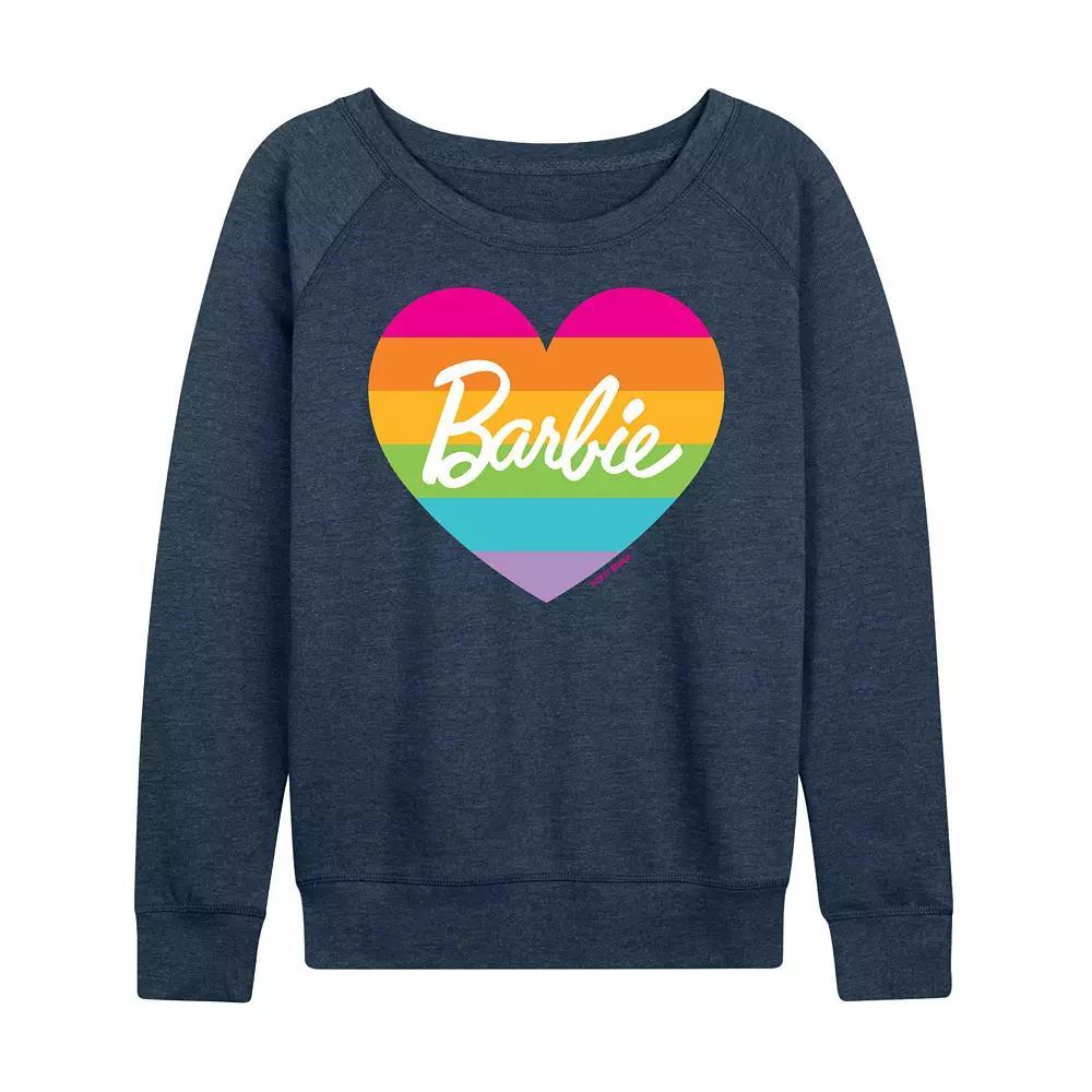 Women's Barbie® Pride Rainbow Heart French Terry Long Sleeve Tee, Girl's,  Product Image