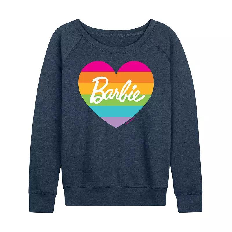 Women's Barbie® Pride Rainbow Heart French Terry Long Sleeve Tee, Girl's, Size: Medium, Heather Grey Product Image