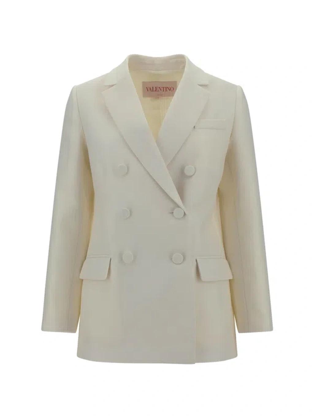 VALENTINO Oversize Wool-blend Blazer Jacket In White Product Image