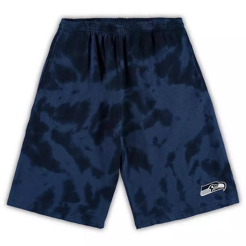 Men's College Navy Seattle Seahawks Big & Tall Tie-Dye Shorts, Size: 3XB, Blue Product Image