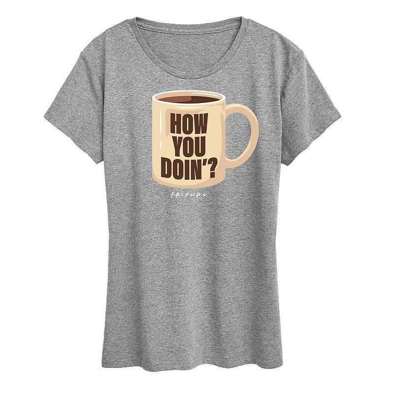 Women's Friends How You Doin' Coffee Mug Graphic Tee, Girl's, Size: Large, Grey Blue Product Image