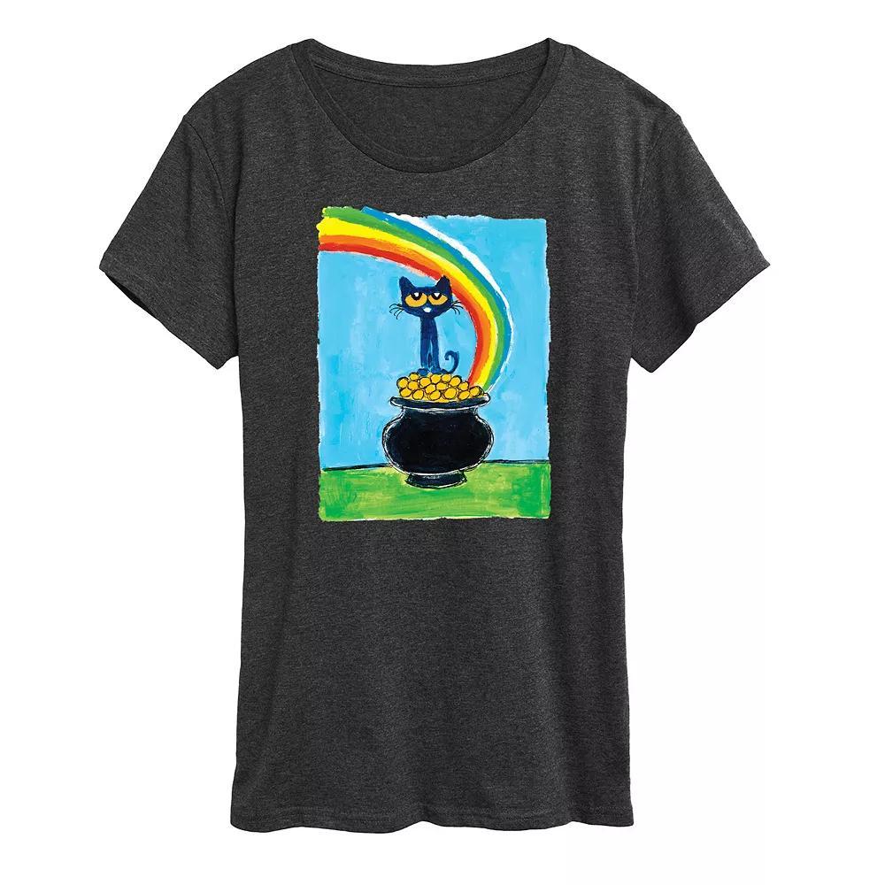 Women's Pete The Cat Rainbow Pot Of Gold Graphic Tee, Size: XXL, Heather Grey Gray Product Image