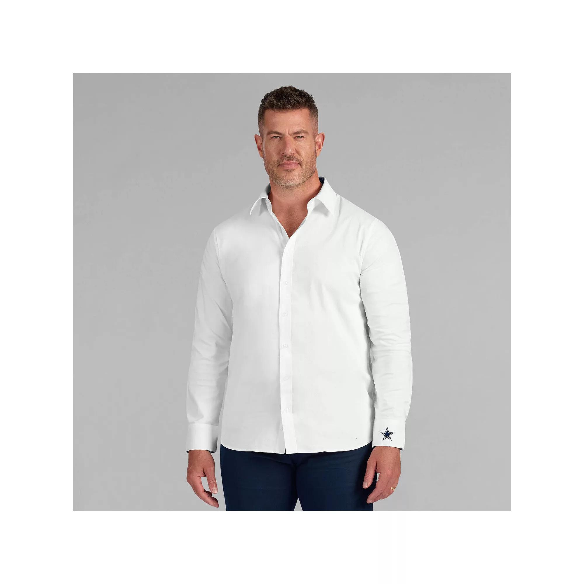 Men's J. Palmer White Dallas Cowboys Man-In-Motion Long Sleeve Button-Up Dress Shirt, Size: Medium Product Image