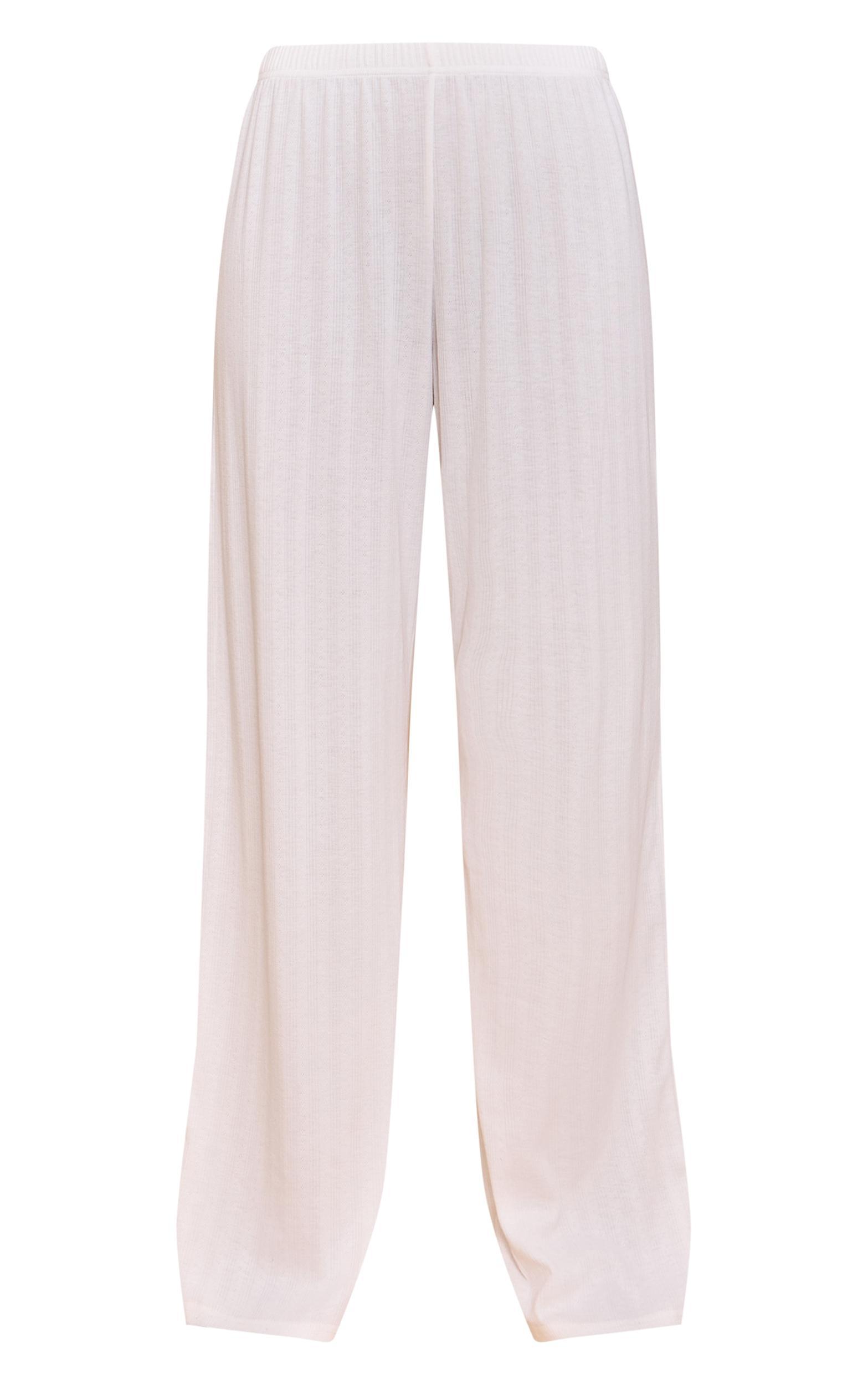 White Pointelle Pj Pants Product Image