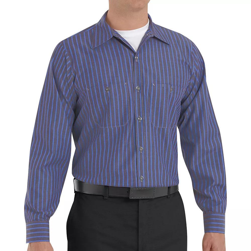 Men's Red Kap Striped Work Shirt, Size: Large, Gray Blue Product Image
