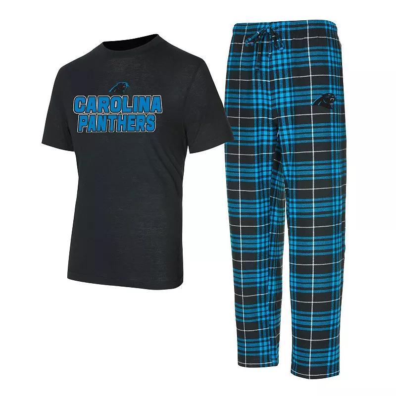 Mens Concepts Sport /Blue Carolina Panthers Vector T-Shirt & Flannel Pants Sleep Set Product Image