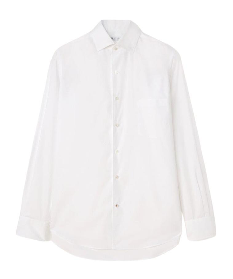 LORO PIANA Lapel Long-sleeved Shirt In White Product Image