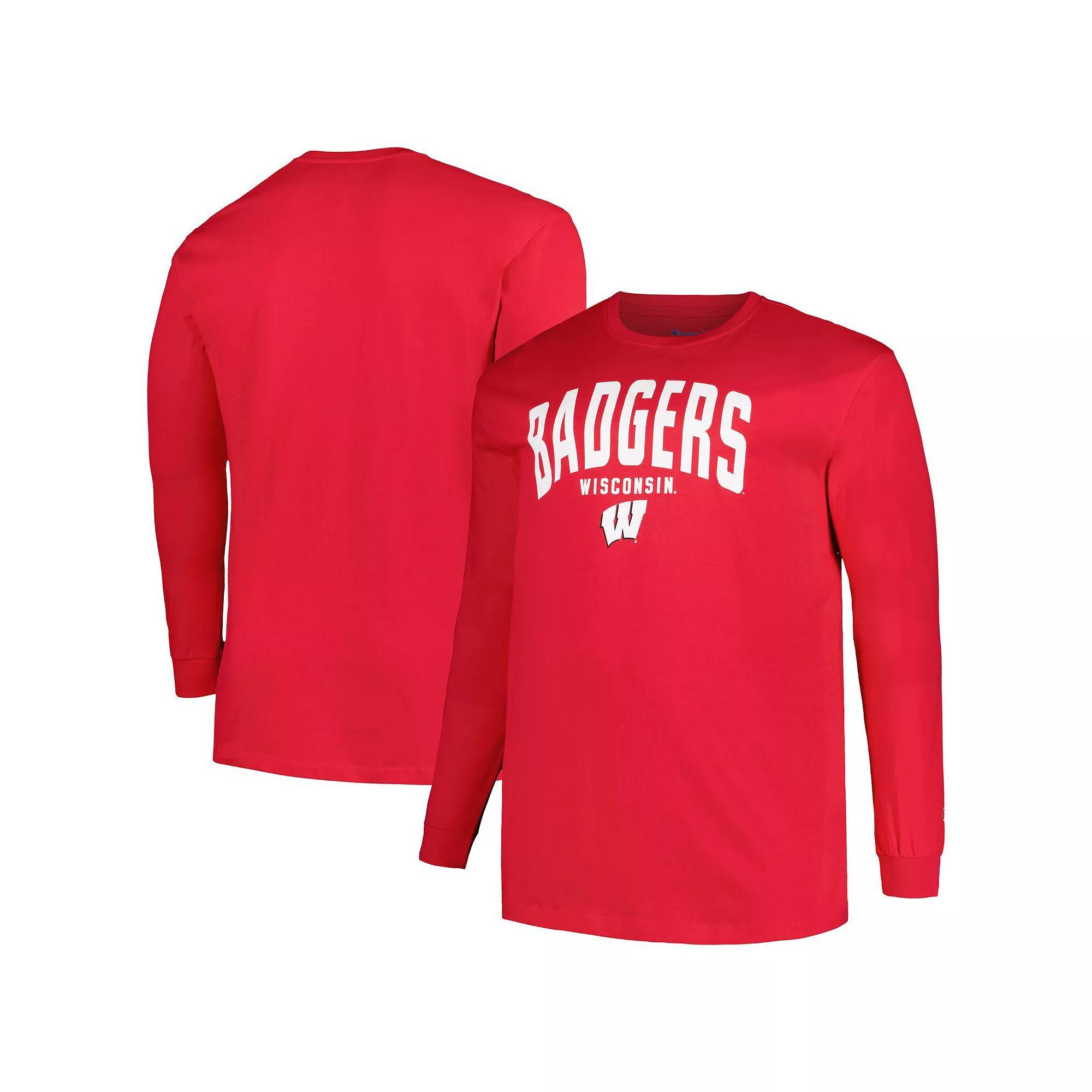 Men's Champion Red Wisconsin Badgers Big & Tall Arch Long Sleeve T-Shirt,  Product Image