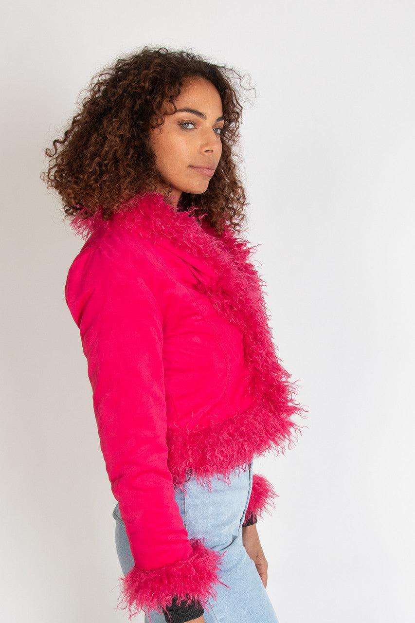 Fur Trim Suede Jacket Product Image