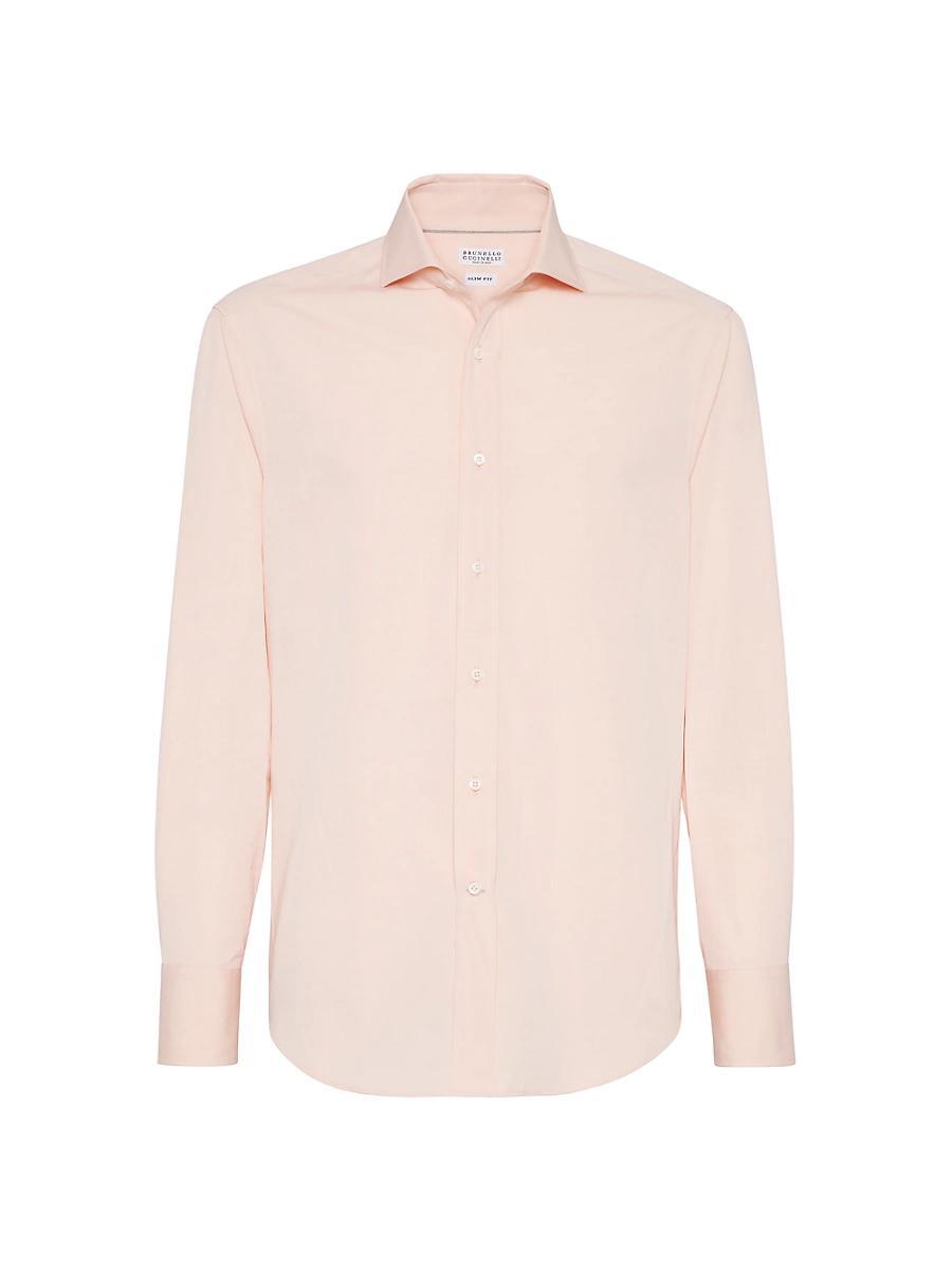 Mens Poplin Slim Fit Shirt with Spread Collar Product Image