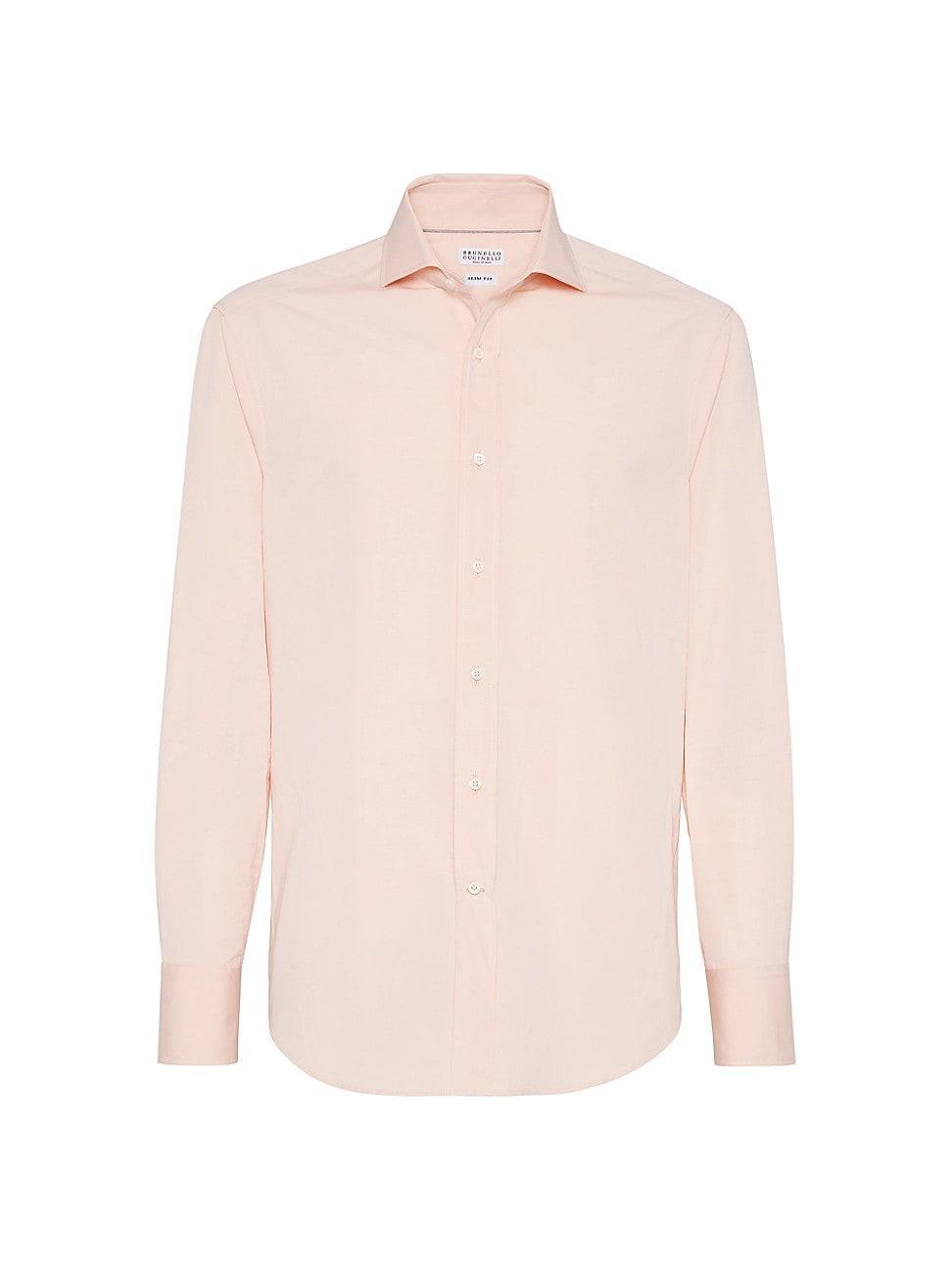 Mens Poplin Slim Fit Shirt with Spread Collar Product Image