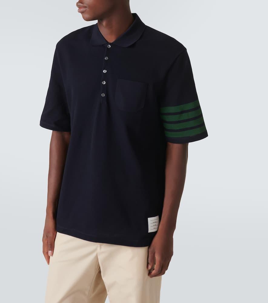 THOM BROWNE 4-bar Cotton Piqué Polo Shirt In Blau Product Image