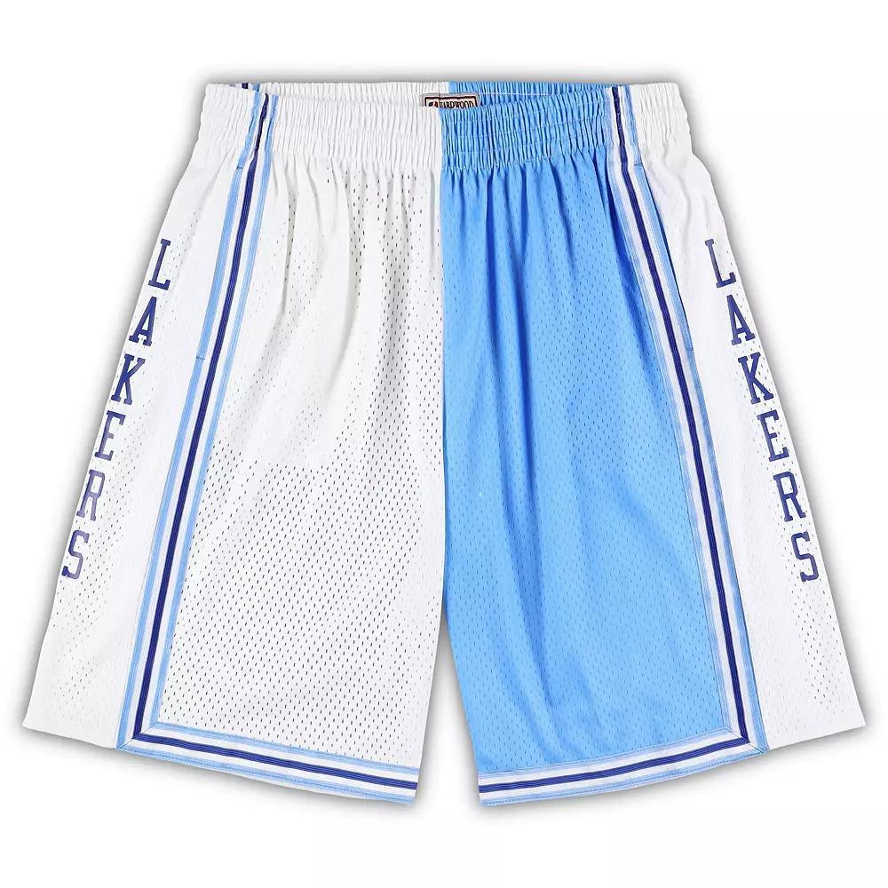 Men's Mitchell & Ness Powder Blue/White Los Angeles Lakers Big & Tall Hardwood Classics Split Swingman Shorts, Size: 5XB, Light Product Image