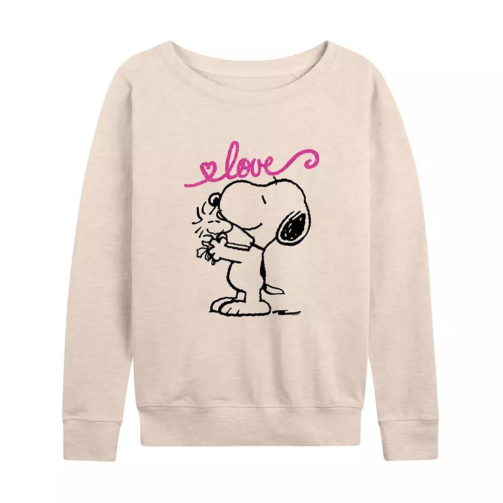 Women's Peanuts Valentine's Snoopy Love French Terry Long Sleeve Tee,  Product Image