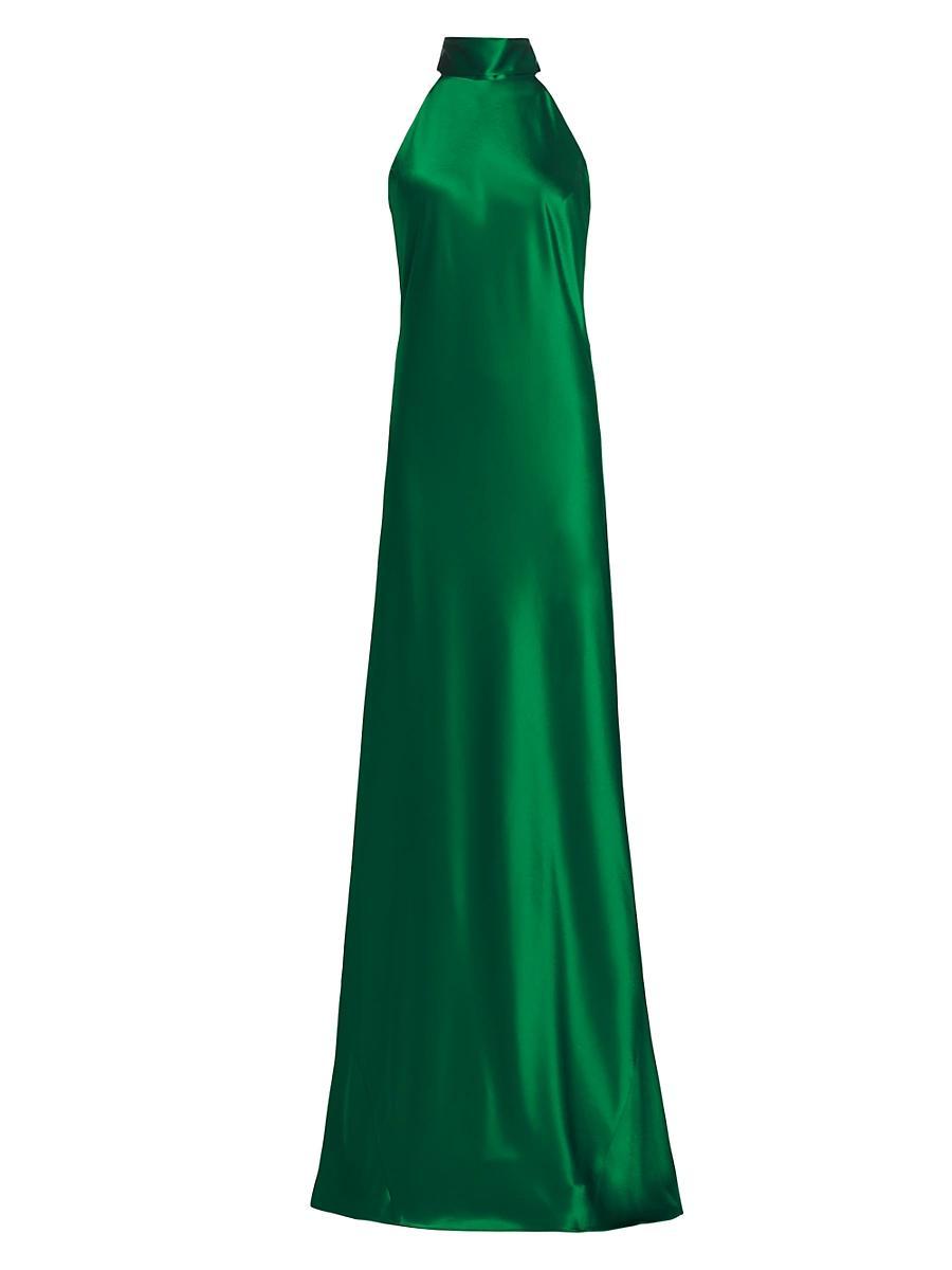 Womens Sienna Satin Halter Gown Product Image