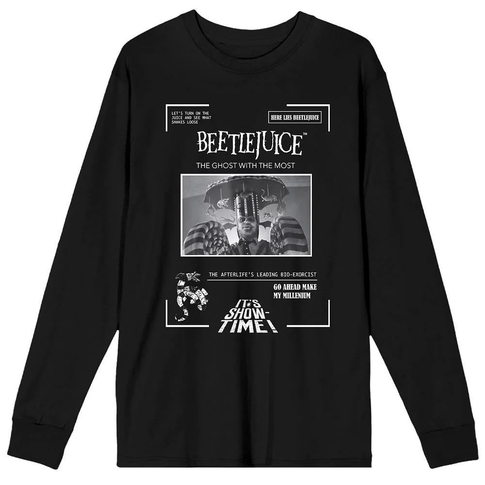 Men's Beetlejuice It's Show Time Ghost Long Sleeve Tee,  Product Image