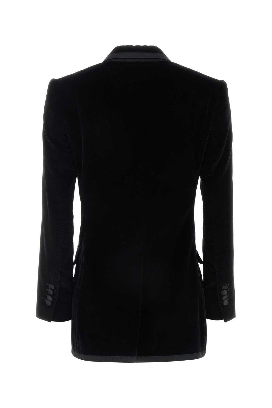 DOLCE & GABBANA Double Breasted Velvet Blazer In Multicolor Product Image