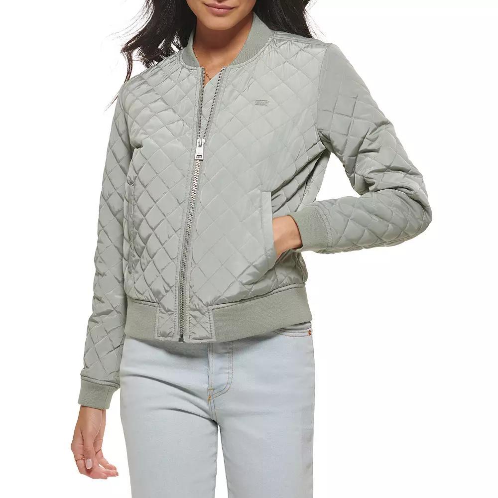 Women's Levi's® Diamond Quilted Bomber Jacket, Size: Large, Green Product Image