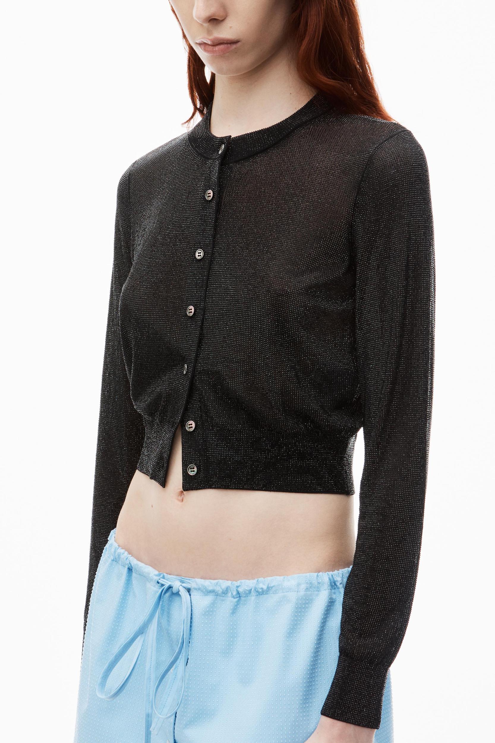 Cropped Cardigan In Clear Bead Hotfix Product Image