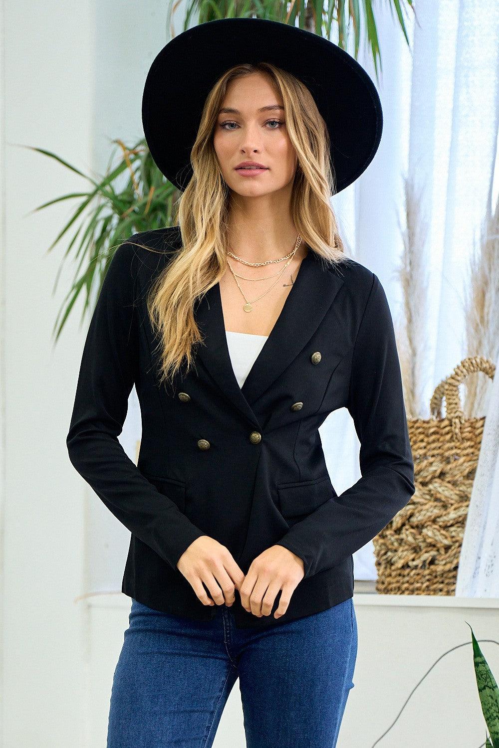 Button Detail Jacket With Waist Line Product Image