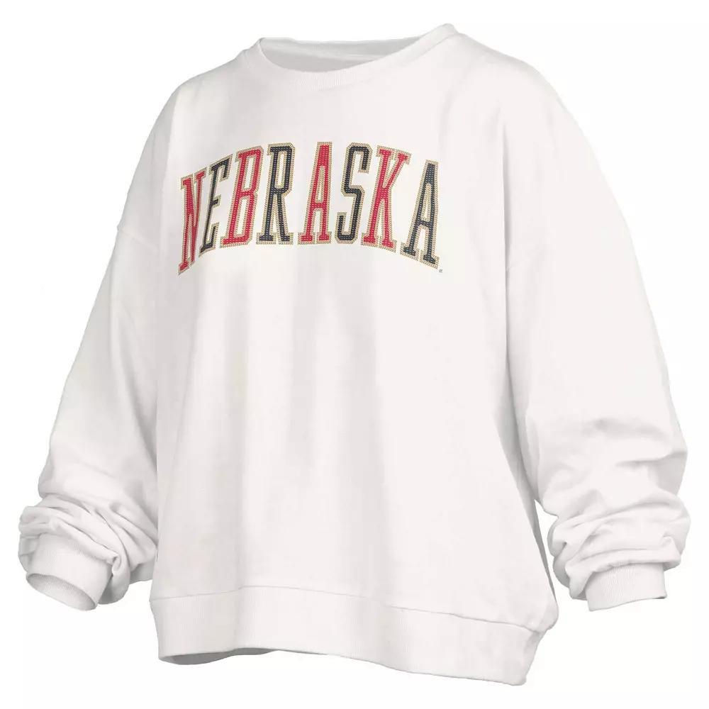 Women's Pressbox White Nebraska Huskers Janise SequinÂ Waist Length Over Product Image