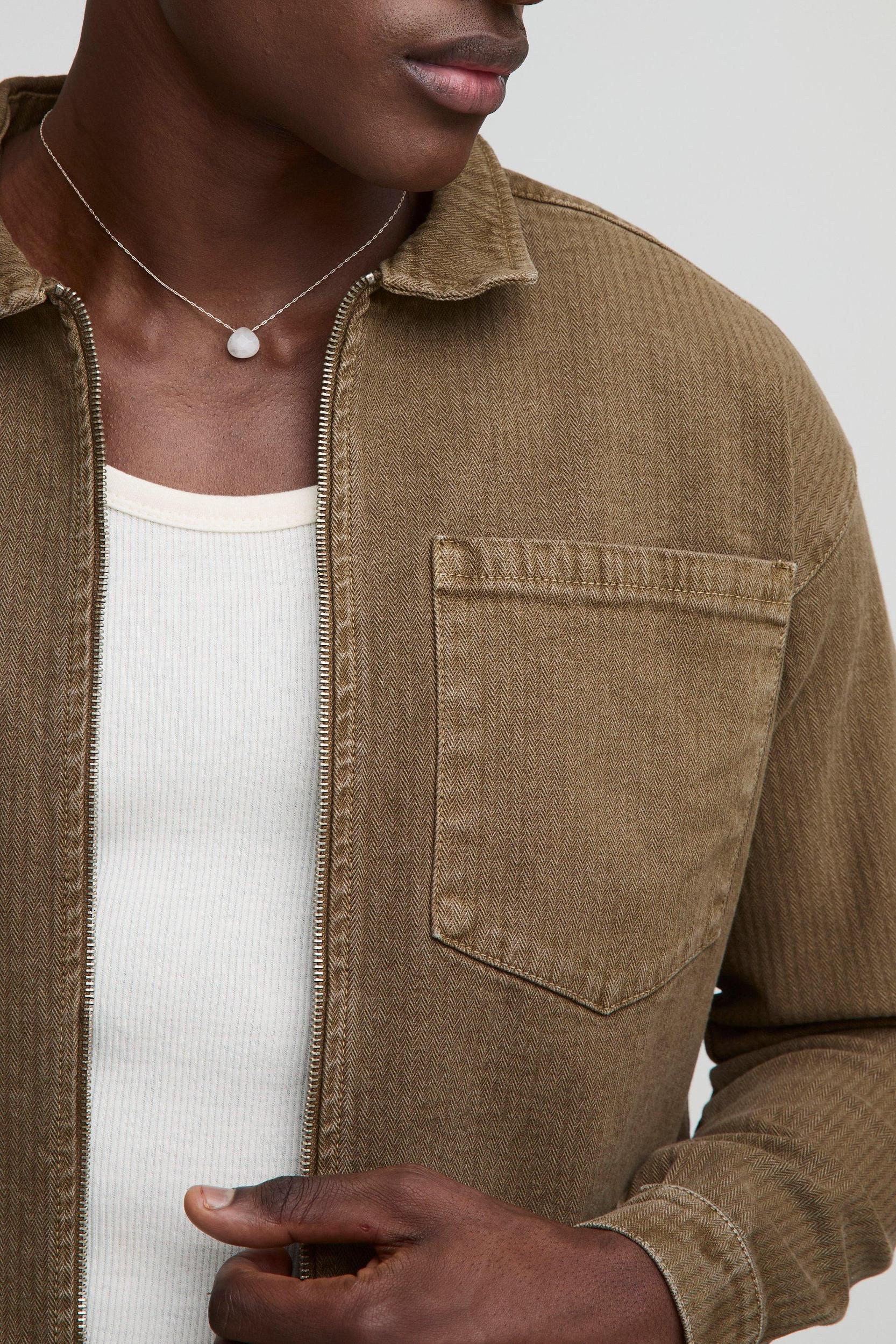 Relaxed Herringbone Twill Harrington Jacket | boohooMAN USA Product Image