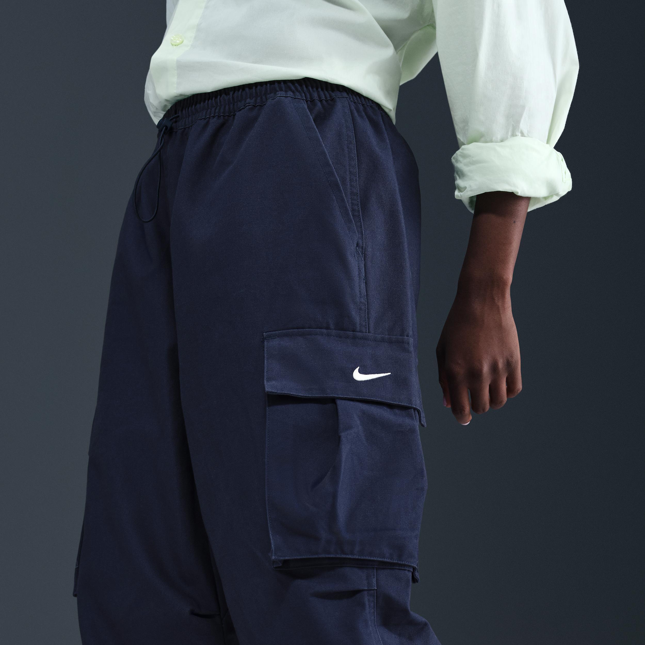 Womens Nike Sportswear Mid-Rise Oversized Woven Cargo Pants | HV1966-410 Product Image