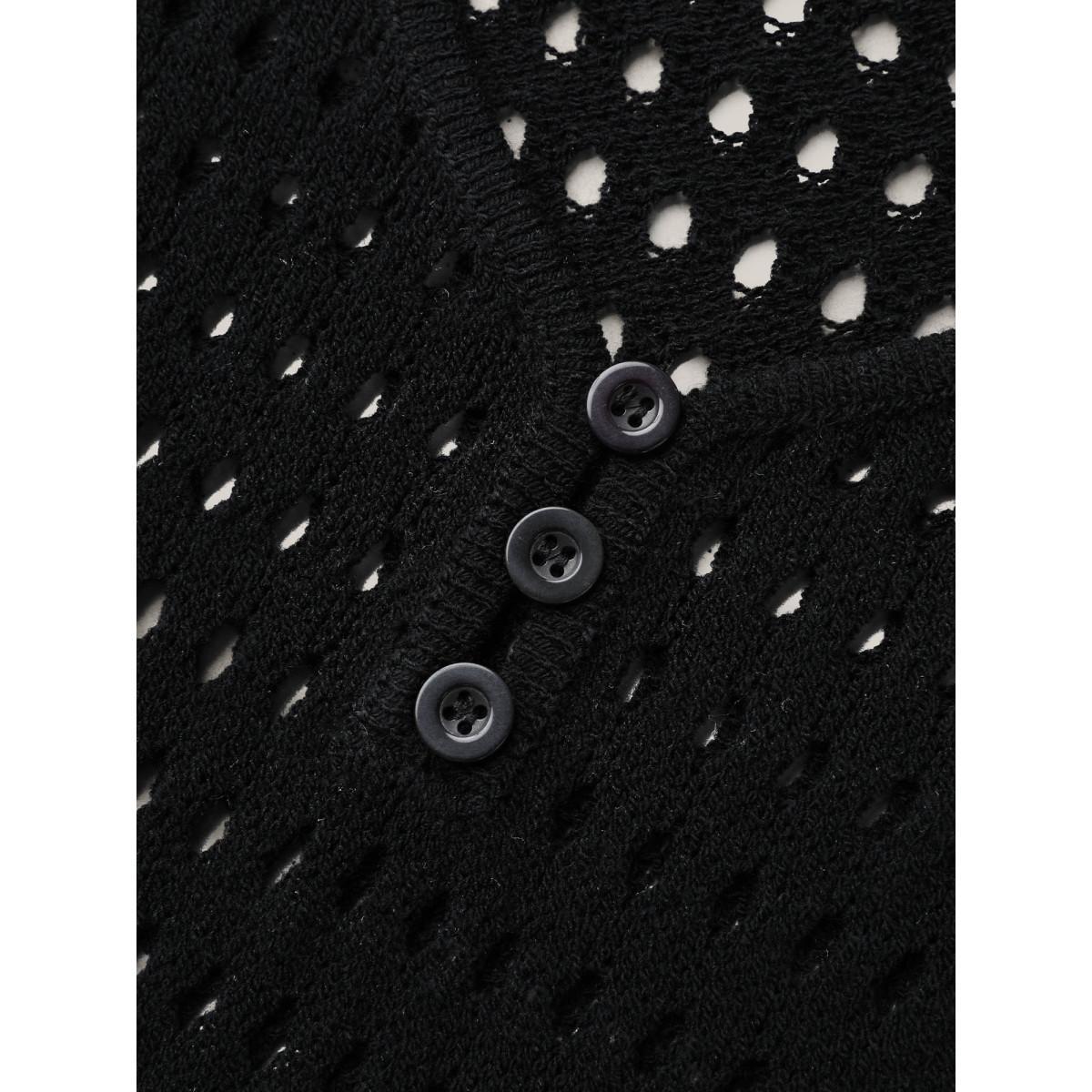 Plus Size Cut-Out Waist-Cinched Button Swim Cover-Up Women's Swimwear Black Resort Loose Cut-Out Curve Swim Cover Ups BloomChic 26/4X Product Image