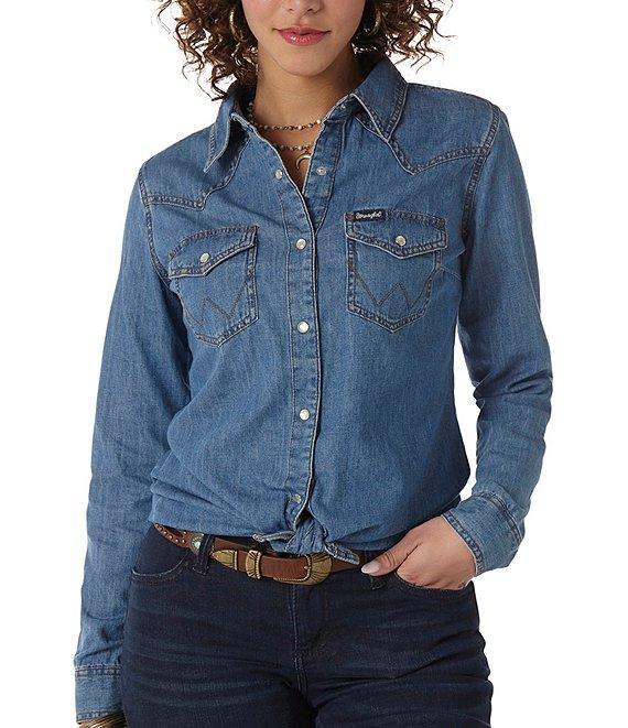 Wrangler® Long Sleeve Snap Front Western Shirt Product Image