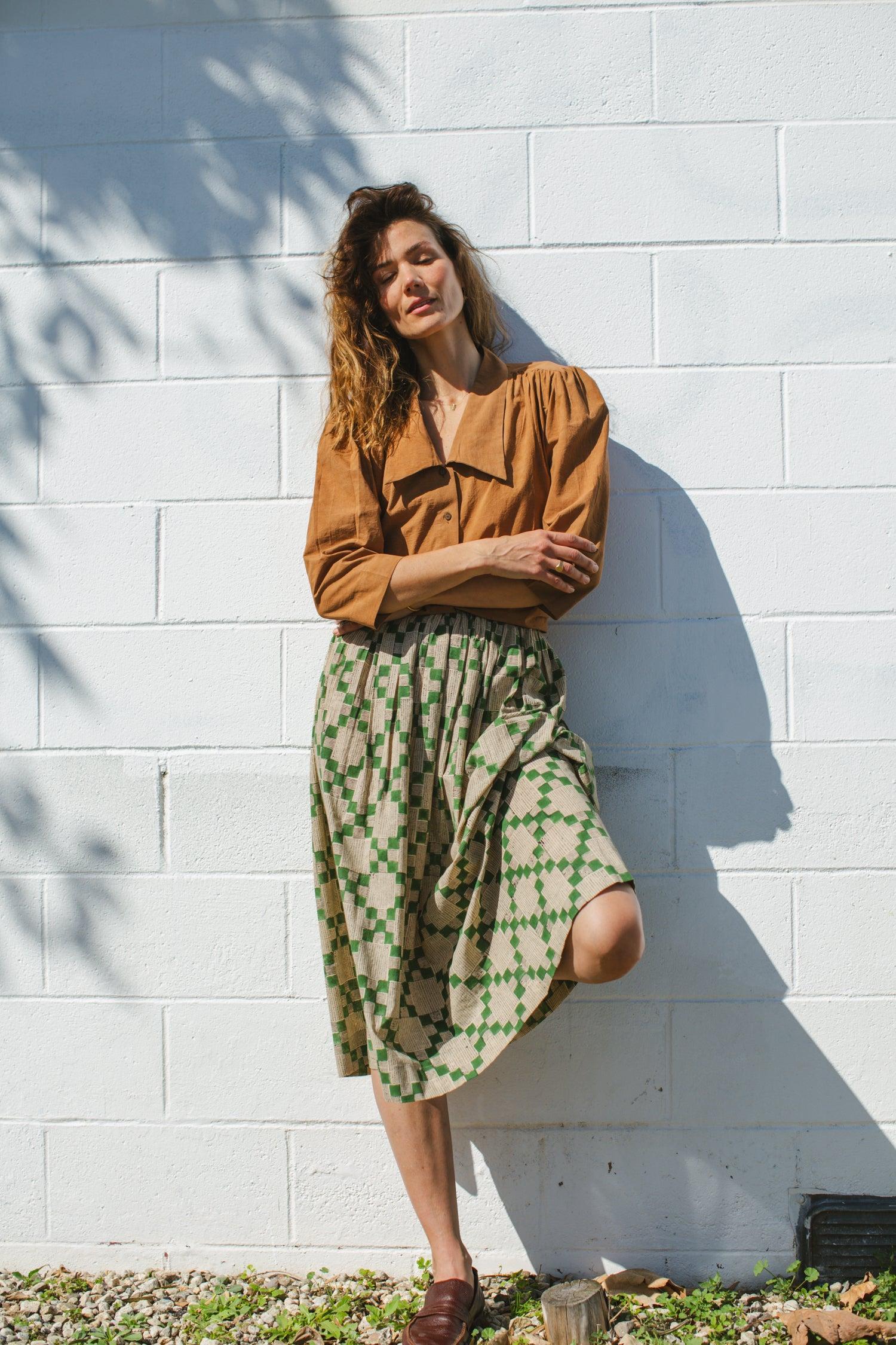 Checkered Green skirt Product Image