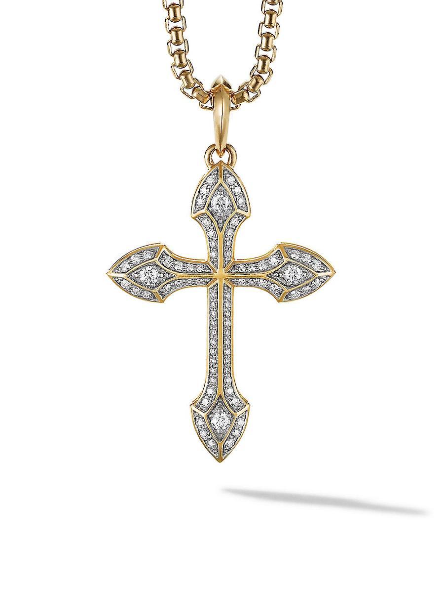 Mens Gothic Cross Amulet in 18K Yellow Gold Product Image