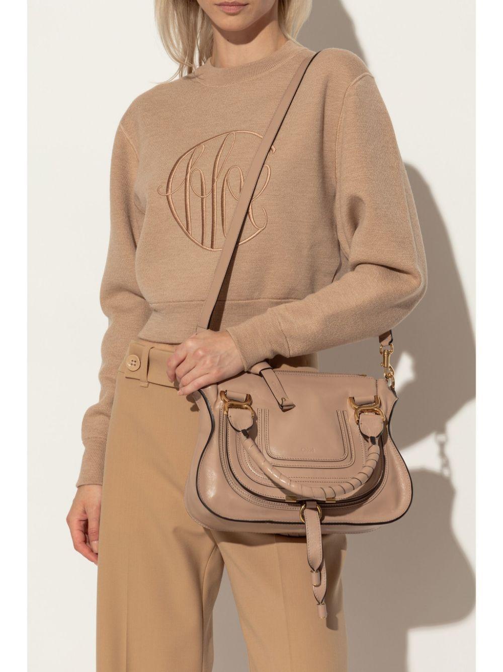 Marcie Leather Tote Bag In Beige Product Image