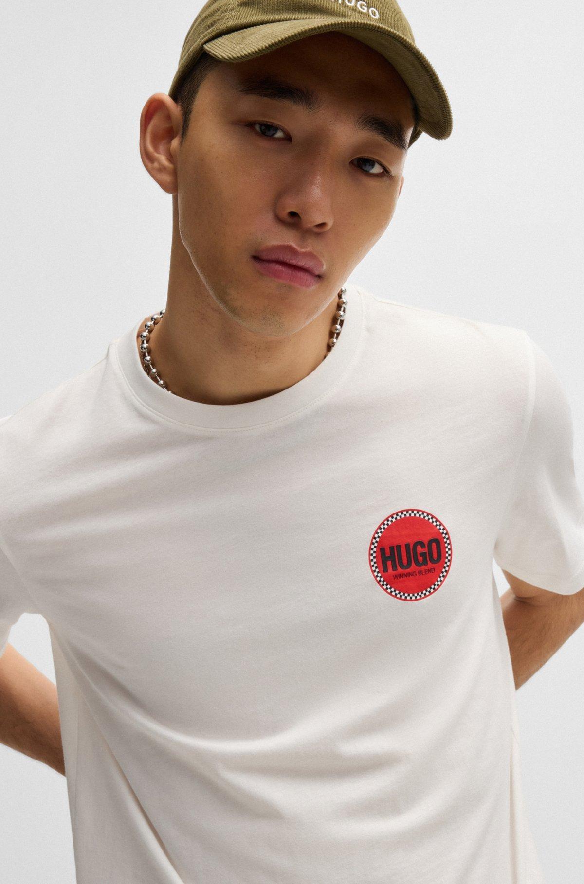 Cotton-jersey T-shirt with racing logo print Product Image