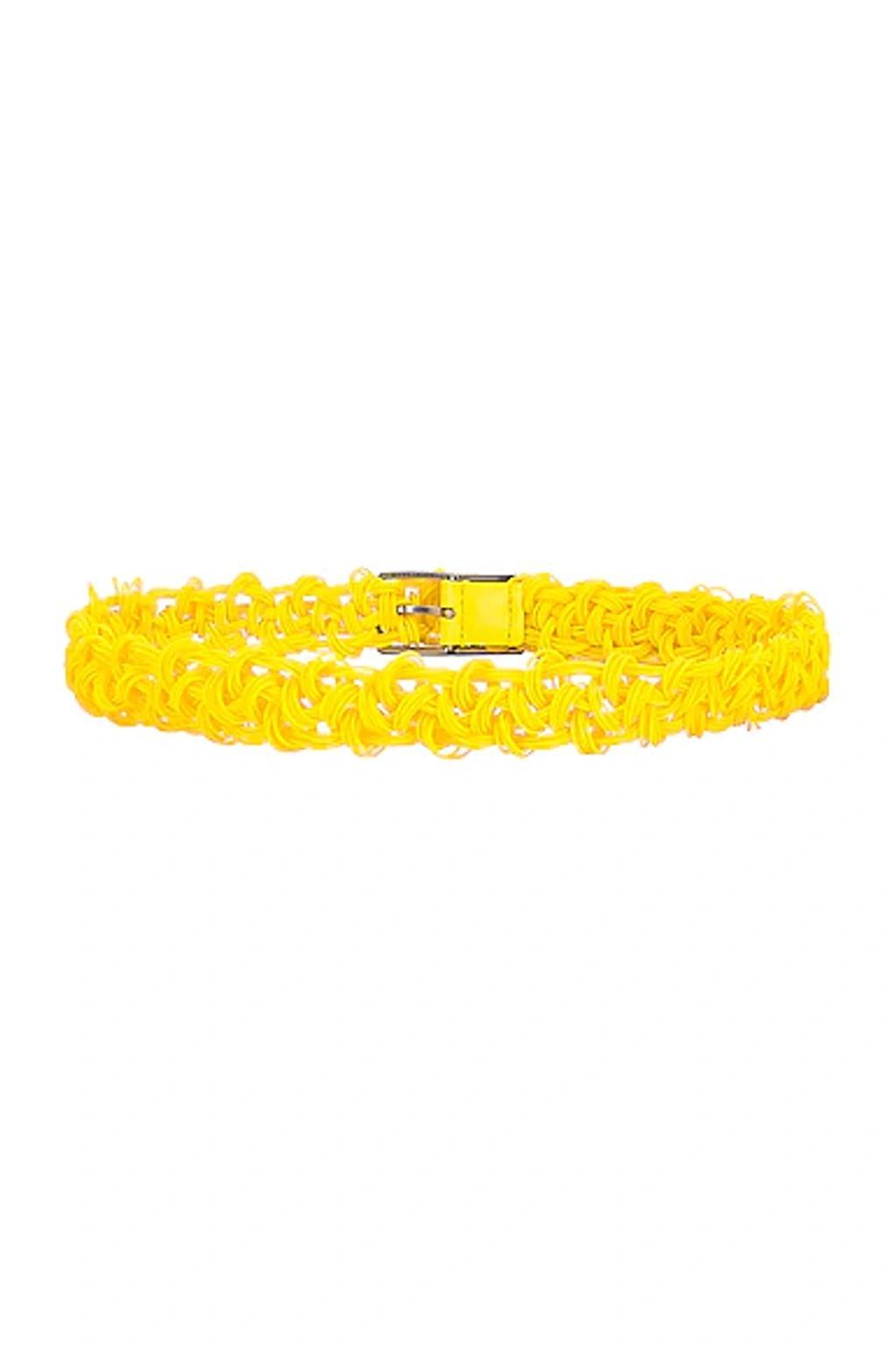 BOTTEGA VENETA Intreccio Crochet Belt In Lemon & Silver Product Image