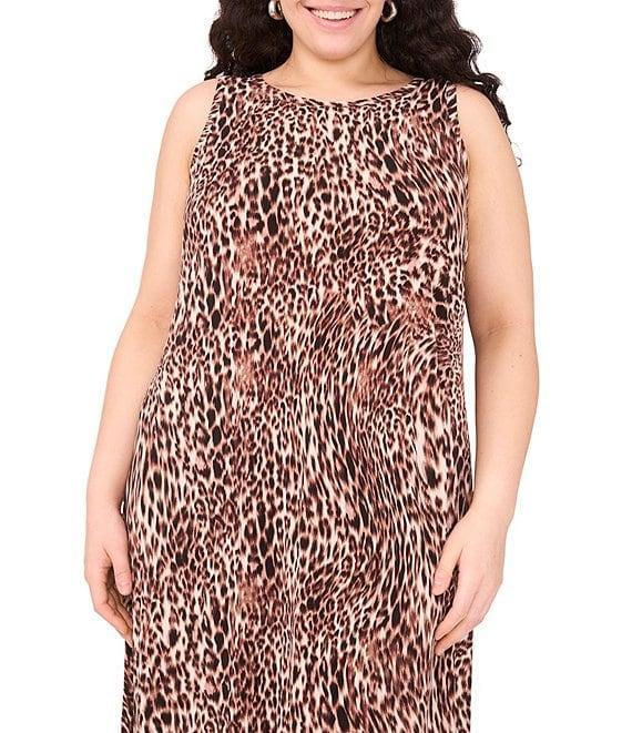 Vince Camuto Plus Size Knit Round Neck Sleeveless Maxi Sheath Dress Product Image