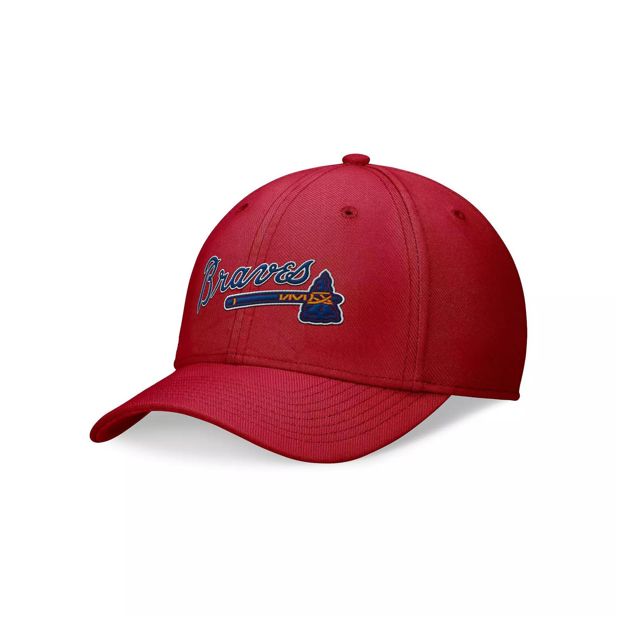 Men's Nike Navy/Red Atlanta Braves Cooperstown Collection Rewind Swooshflex Performance Hat,  Product Image